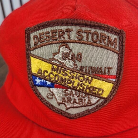 VTG Desert Storm Mission Accomplished Patch Snapback Hat Cap Red Style 420A USA - Picture 3 of 10